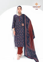 Suryajyoti Ajrak Vol 2 Cotton Readyamde Kurti Pant With Dupatta