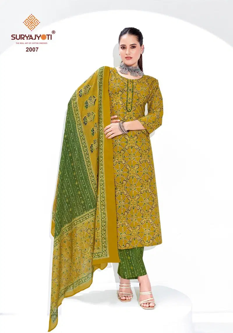 Suryajyoti Ajrak Vol 2 Cotton Readyamde Kurti Pant With Dupatta