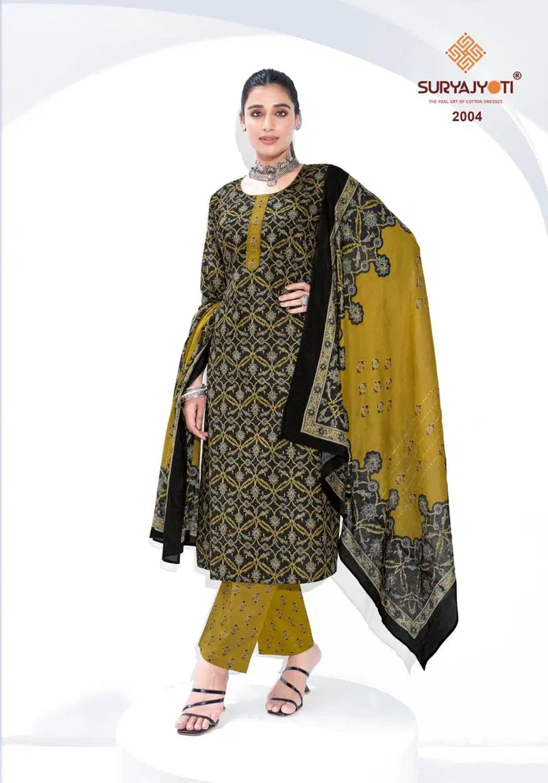 Suryajyoti Ajrak Vol 2 Cotton Readyamde Kurti Pant With Dupatta
