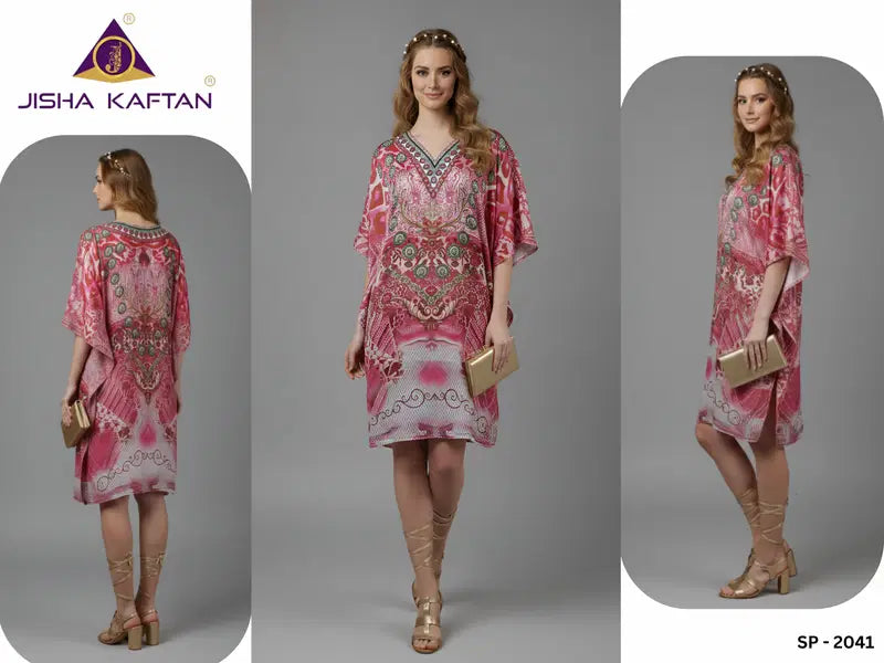 Jisha Kaftan Silk Poncho Vol 6 Feather Silk Digital Printed Kaftans