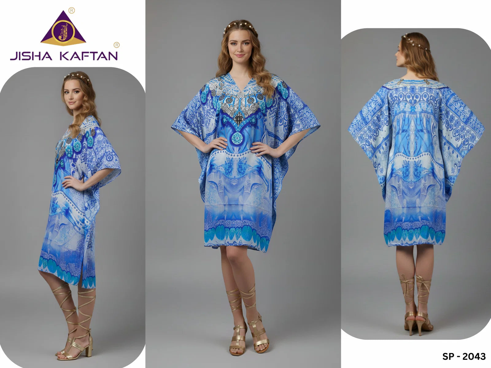 Jisha Kaftan Silk Poncho Vol 6 Feather Silk Digital Printed Kaftans