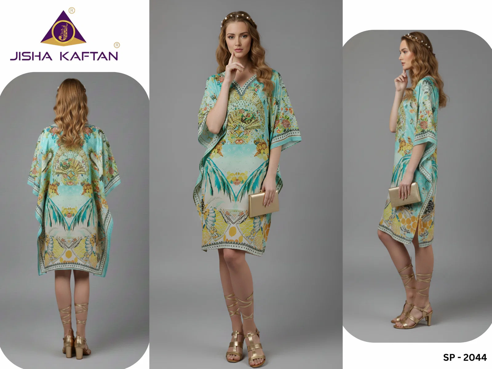 Jisha Kaftan Silk Poncho Vol 6 Feather Silk Digital Printed Kaftans