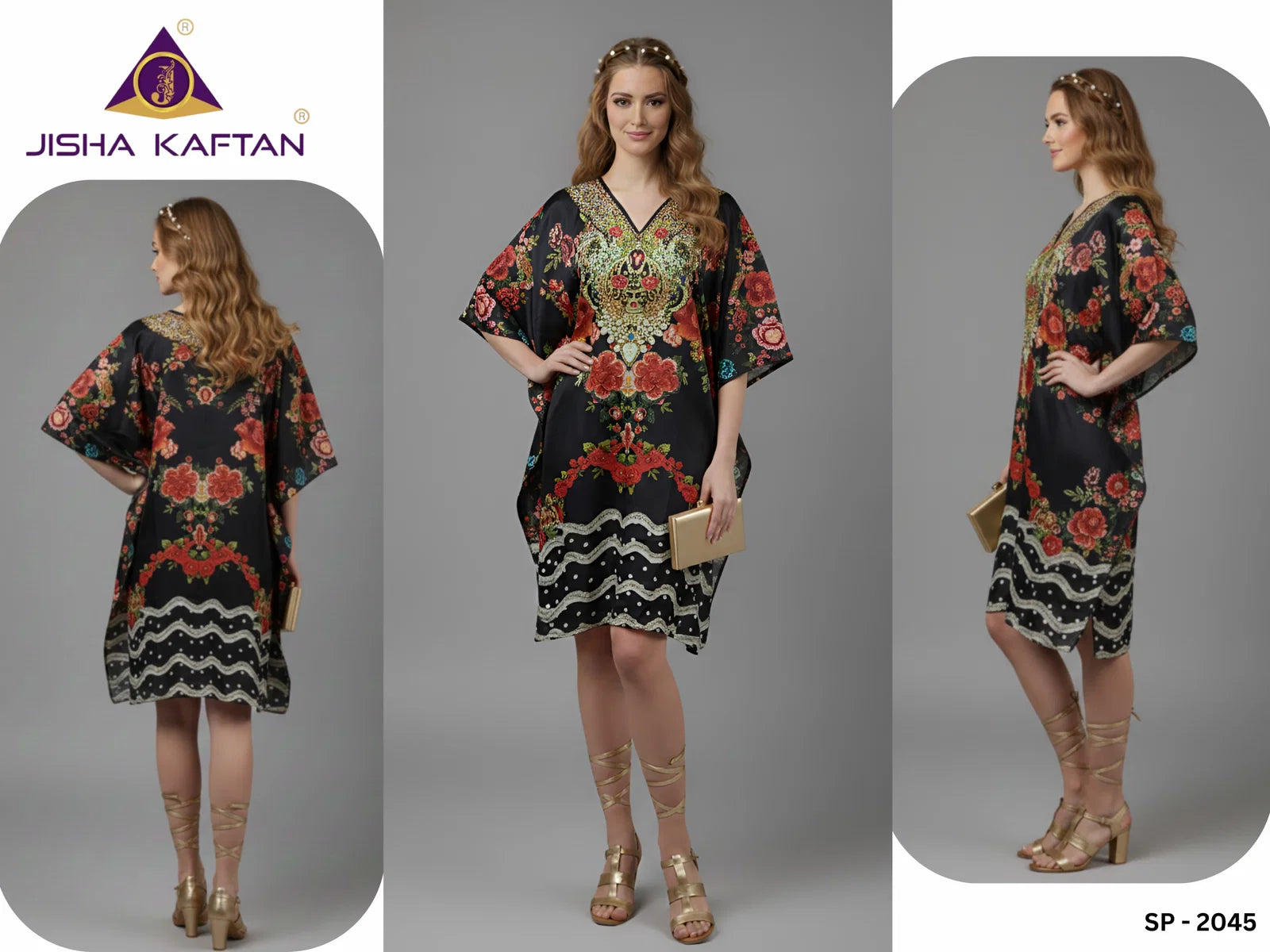 Jisha Kaftan Silk Poncho Vol 6 Feather Silk Digital Printed Kaftans