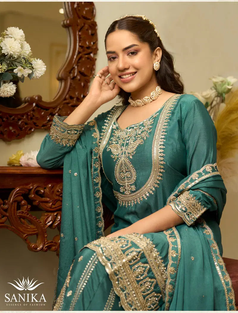 Sanika Anmol Chinon Silk Embroidered Salwar Suit Collection