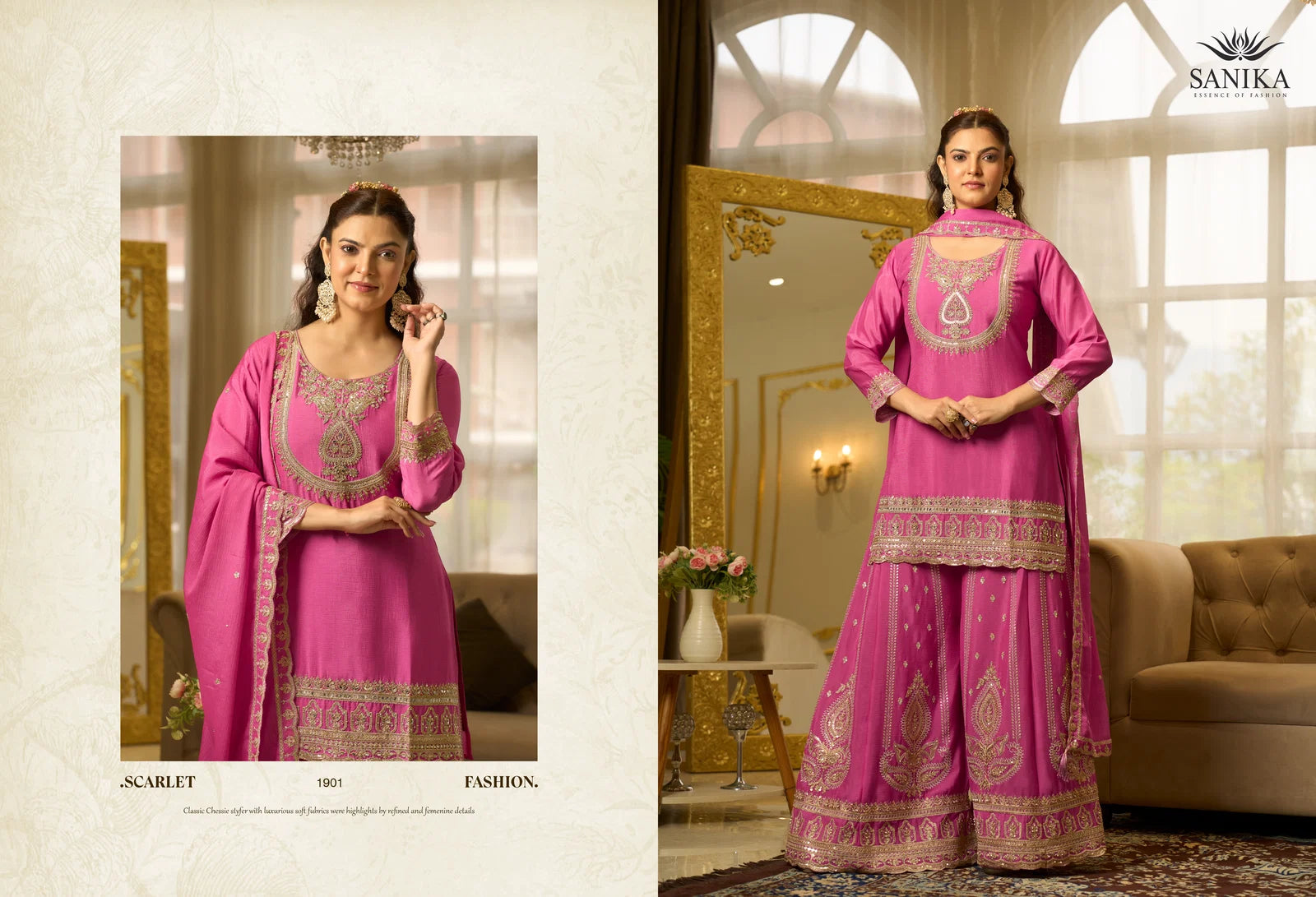 Sanika Anmol Chinon Silk Embroidered Salwar Suit Collection