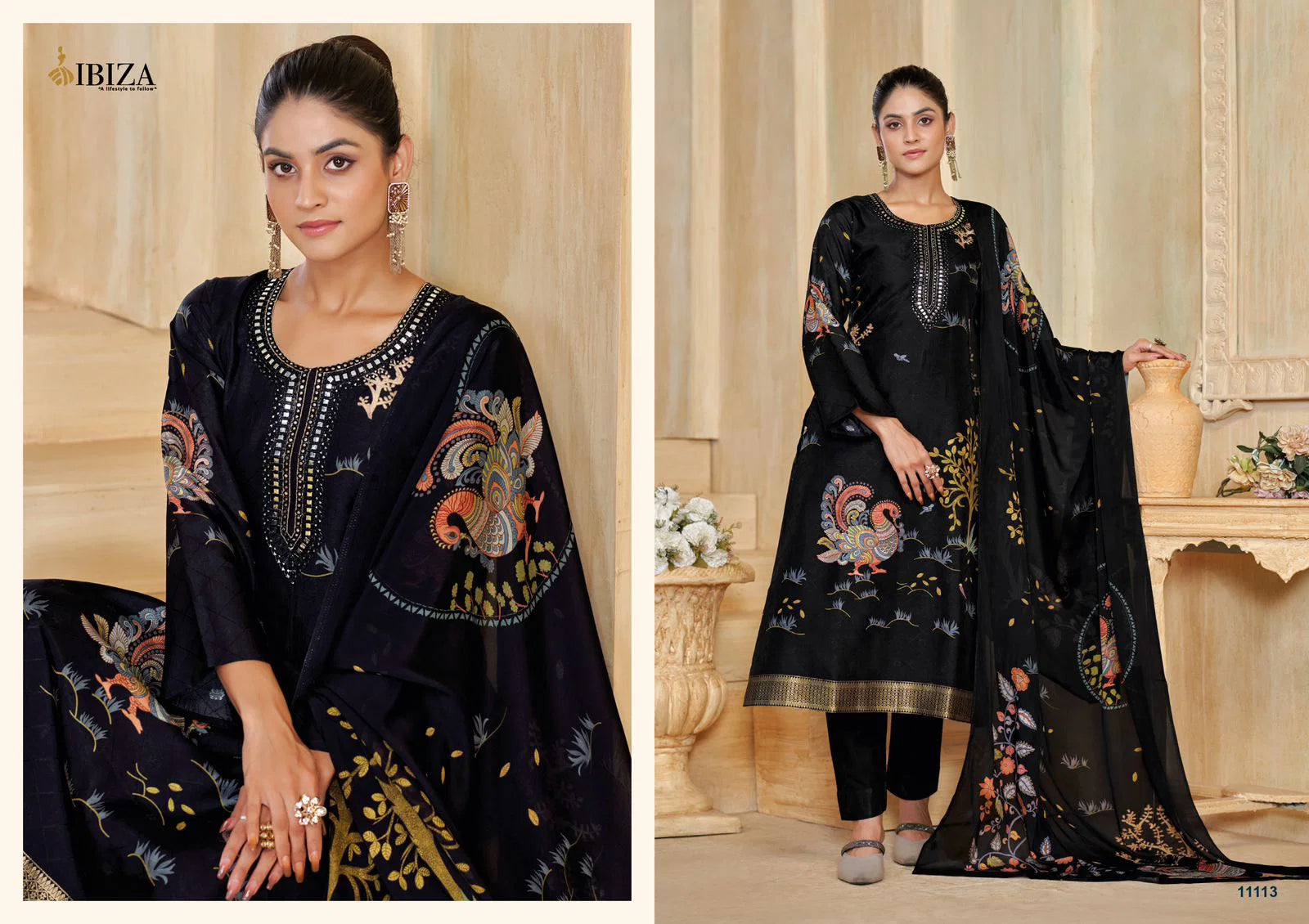 Ibiza Avantika Silk Jacquard Embroidery Worked Salwar Kameez Collection