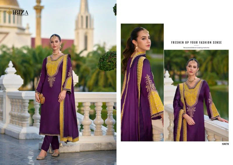 Ibiza Rasm Gaji Silk Embroidery Worked Salwar Kameez Collection