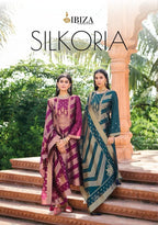 Ibiza Silkoriya Silk Jacquard Embroidery Work Salwar Kameez