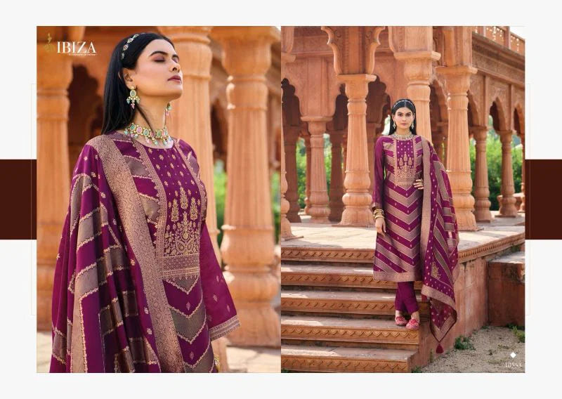 Ibiza Silkoriya Silk Jacquard Embroidery Work Salwar Kameez