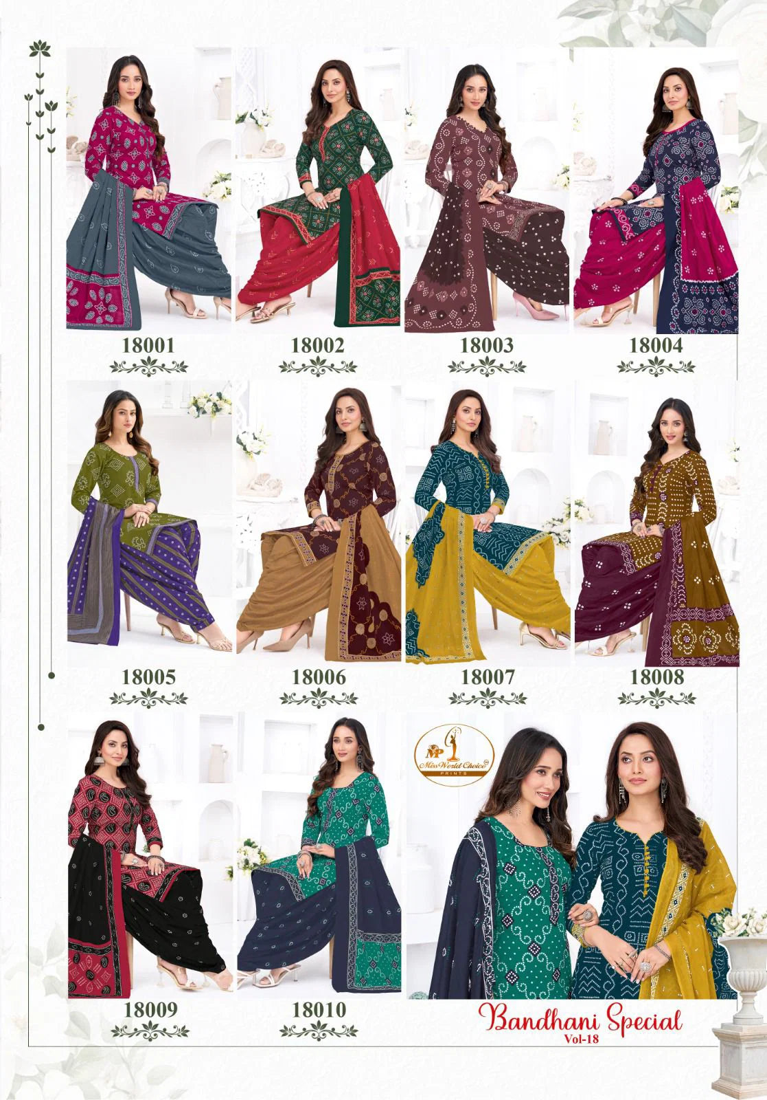Miss World Bandhani Vol 18 Readymade Cotton Kurti With Bottom Dupatta