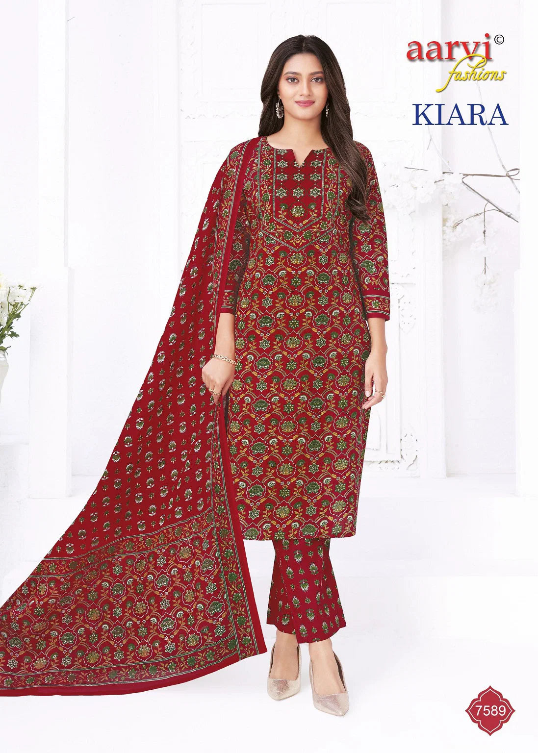 Aarvi Kiara Vol 1 Readymade Cotton Embroidered Kurti Pant With Dupatta