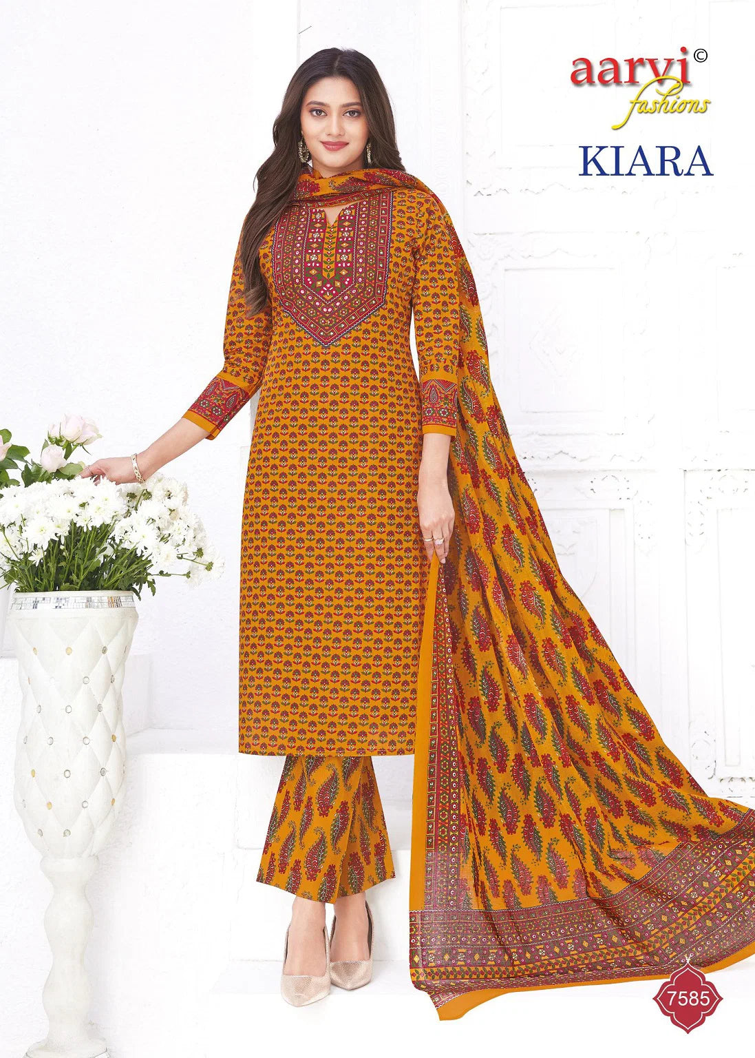 Aarvi Kiara Vol 1 Readymade Cotton Embroidered Kurti Pant With Dupatta