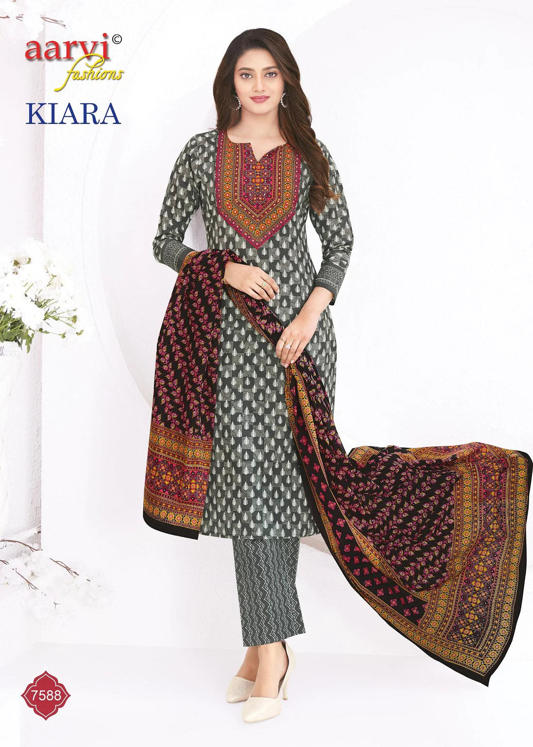 Aarvi Kiara Vol 1 Readymade Cotton Embroidered Kurti Pant With Dupatta