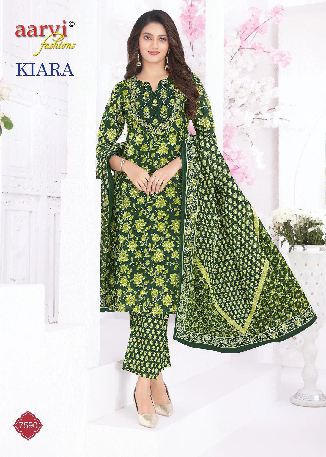 Aarvi Kiara Vol 1 Readymade Cotton Embroidered Kurti Pant With Dupatta
