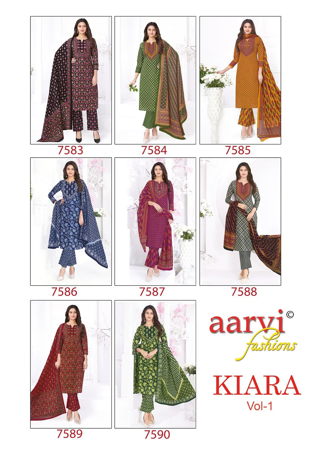 Aarvi Kiara Vol 1 Readymade Cotton Embroidered Kurti Pant With Dupatta