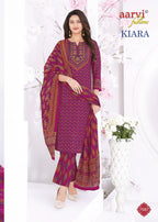 Aarvi Kiara Vol 1 Readymade Cotton Embroidered Kurti Pant With Dupatta