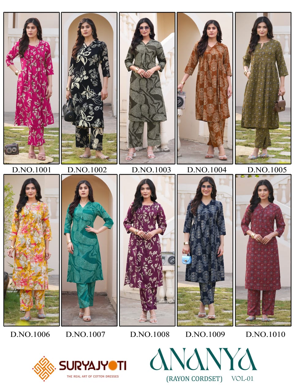 Suryajyoti Ananya Vol 1 Rayon Printed Kali With A Line Cord Set Collection