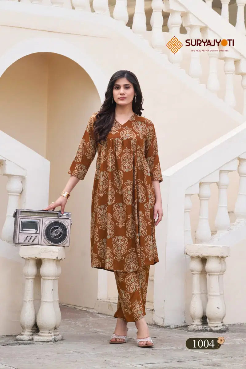 Suryajyoti Ananya Vol 1 Rayon Printed Kali With A Line Cord Set Collection