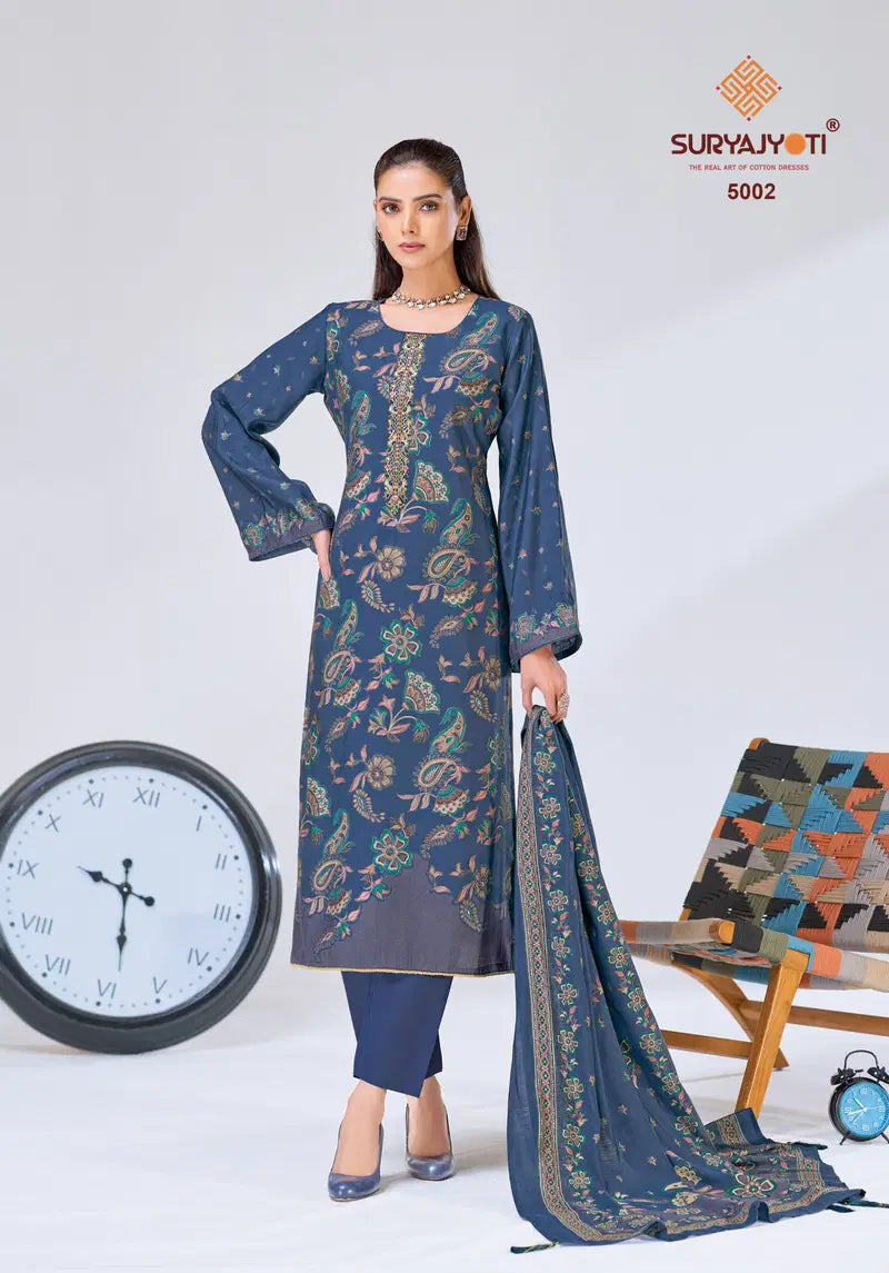 Suryajyoti Kajal Vol 5 Jam Satin Discharge Printed Dress Material Collection