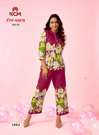 Kanya Zee Sora Vol 01 Rayon Placement Printed Co Ord Set Collection