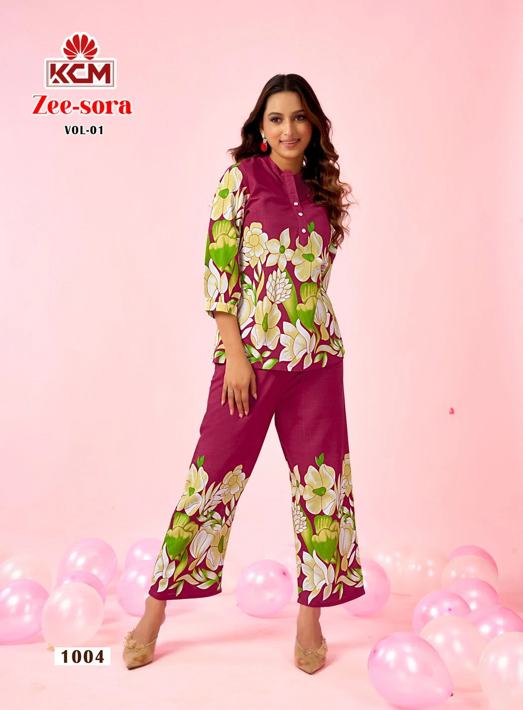 Kanya Zee Sora Vol 01 Rayon Placement Printed Co Ord Set Collection