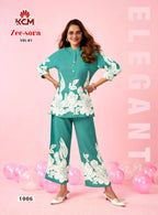 Kanya Zee Sora Vol 01 Rayon Placement Printed Co Ord Set Collection