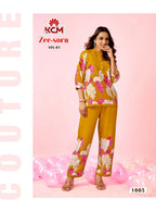 Kanya Zee Sora Vol 01 Rayon Placement Printed Co Ord Set Collection