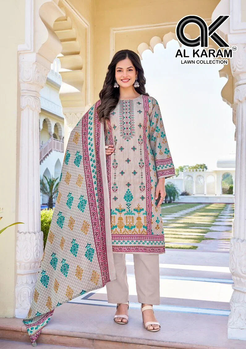 Al Karam Shezlin Readymade Rayon Printed Pakistani Kurti Pant With Dupatta