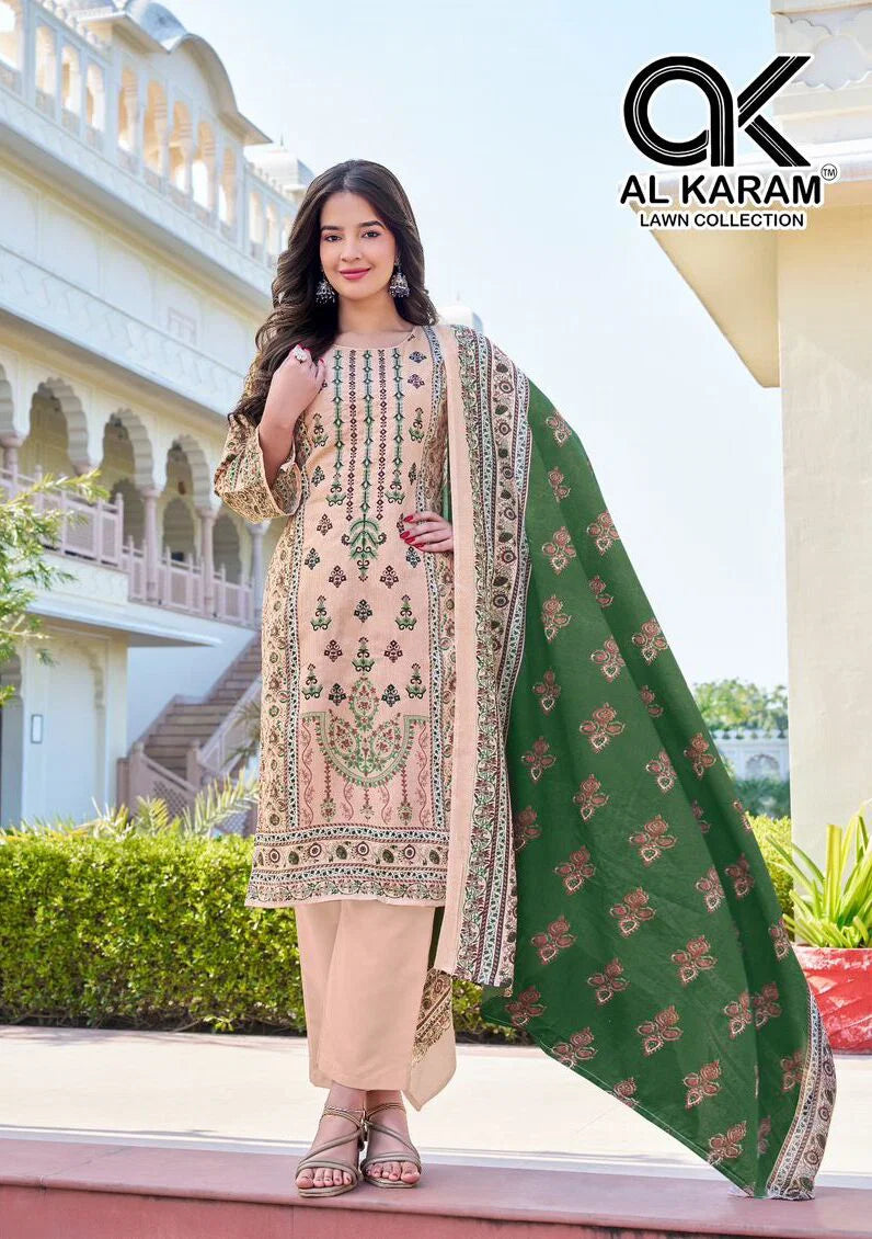 Al Karam Shezlin Readymade Rayon Printed Pakistani Kurti Pant With Dupatta