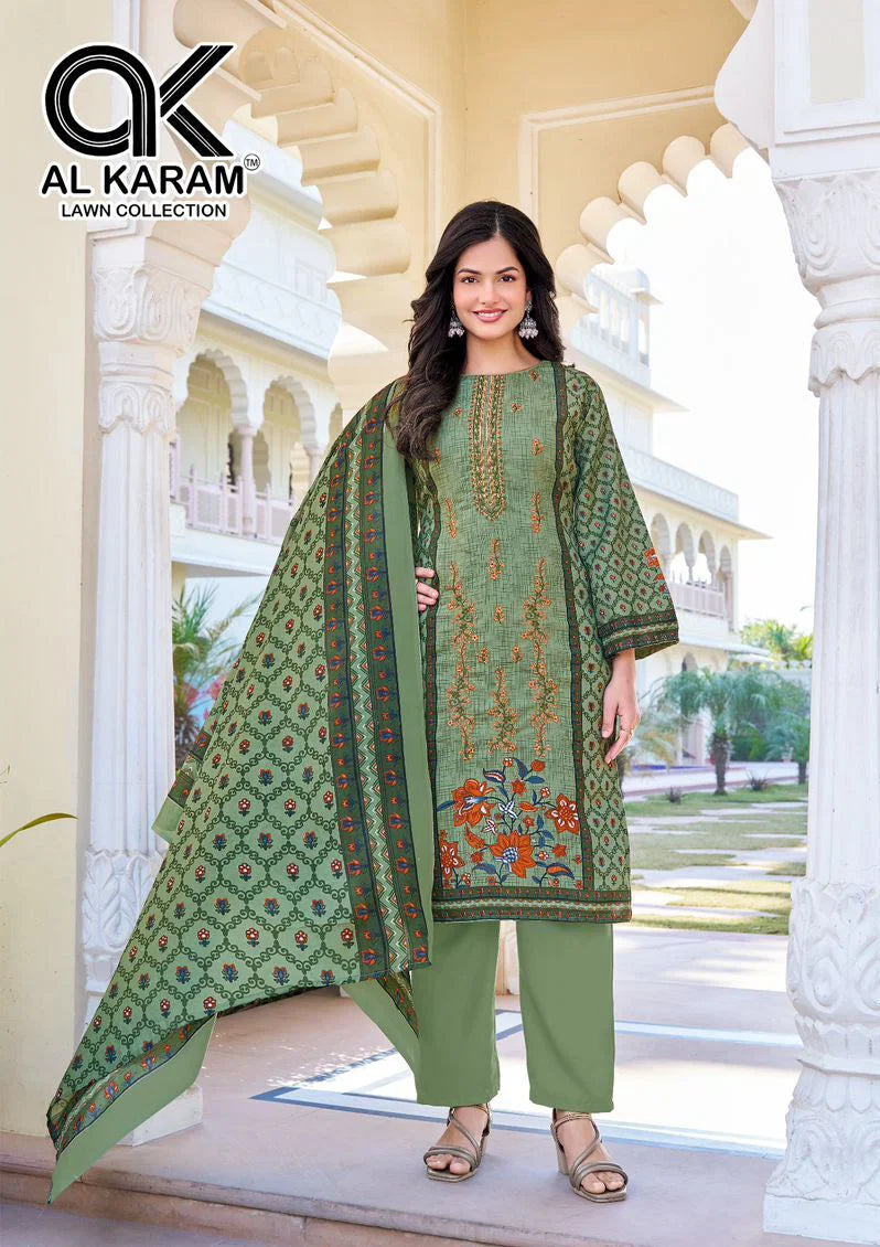 Al Karam Shezlin Readymade Rayon Printed Pakistani Kurti Pant With Dupatta