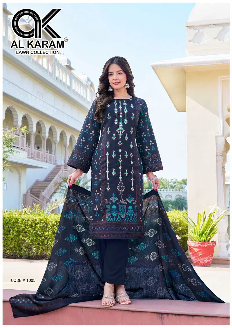 Al Karam Shezlin Readymade Rayon Printed Pakistani Kurti Pant With Dupatta