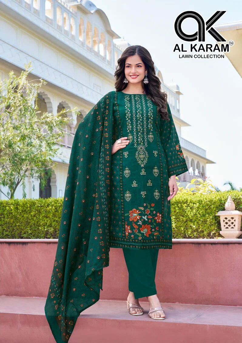 Al Karam Shezlin Readymade Rayon Printed Pakistani Kurti Pant With Dupatta