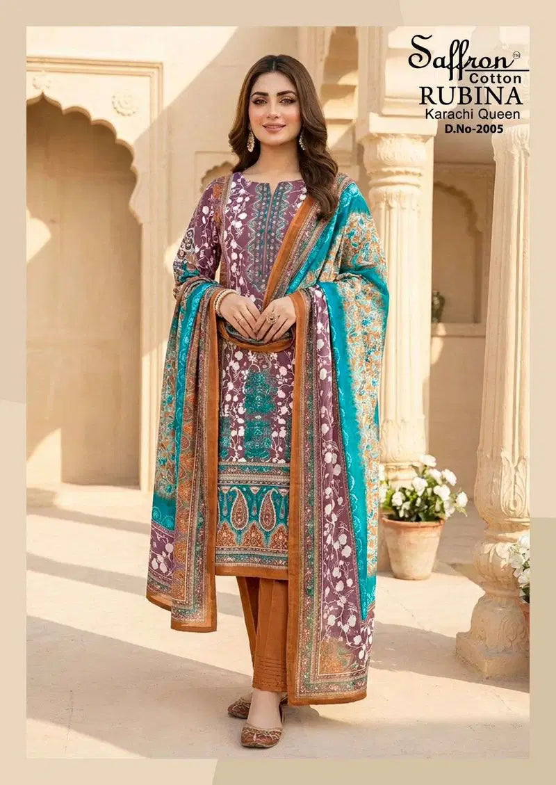Saffron Cotton Rubina Vol 2 Readymade Cotton Pakistani Kurti Pant With Dupatta