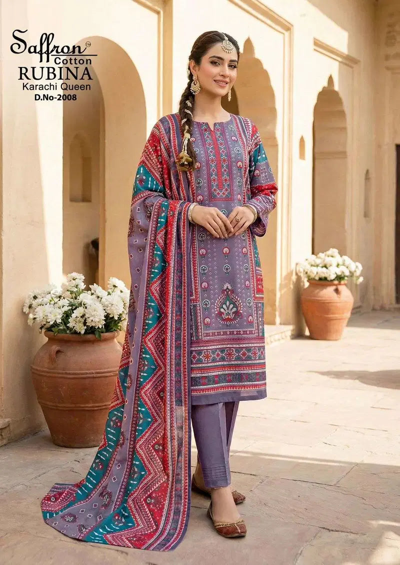 Saffron Cotton Rubina Vol 2 Readymade Cotton Pakistani Kurti Pant With Dupatta