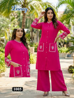 Lancy Vol 1 Rayon Embroidery Worked Fancy Top With Bottom Collection