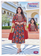 Shree Ganesh Swara Vol 1 Readymade Rayon Umbrella Style Kurti Set Collection