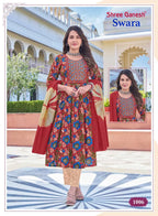 Shree Ganesh Swara Vol 1 Readymade Rayon Umbrella Style Kurti Set Collection