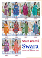 Shree Ganesh Swara Vol 1 Readymade Rayon Umbrella Style Kurti Set Collection