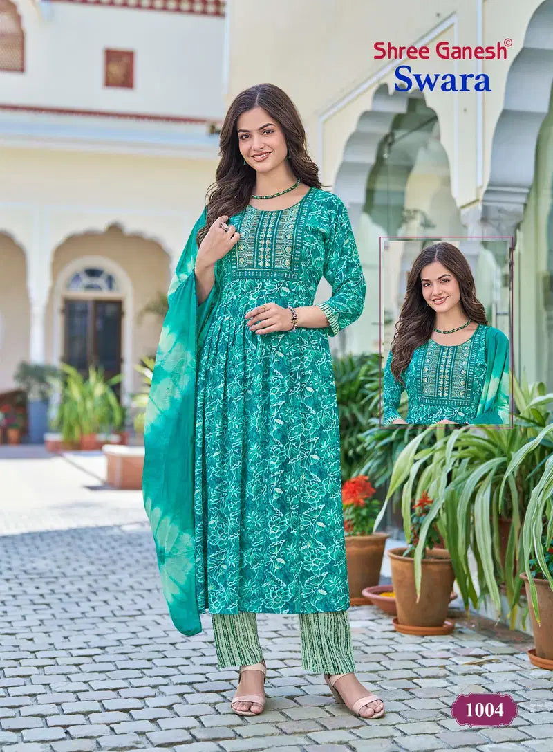 Shree Ganesh Swara Vol 1 Readymade Rayon Umbrella Style Kurti Set Collection