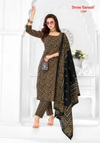 Shree Ganesh Samaiyra Ajrak Vol 1 Readymade Cotton Prined Kurti Pant With Dupatta