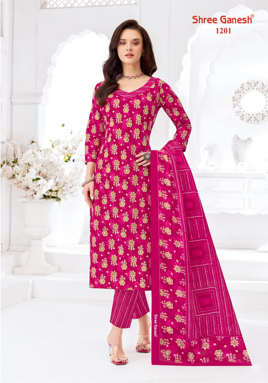 Shree Ganesh Samaiyra Ajrak Vol 1 Readymade Cotton Prined Kurti Pant With Dupatta