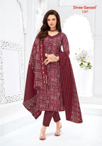 Shree Ganesh Samaiyra Ajrak Vol 1 Readymade Cotton Prined Kurti Pant With Dupatta