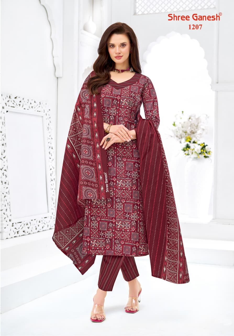 Shree Ganesh Samaiyra Ajrak Vol 1 Readymade Cotton Prined Kurti Pant With Dupatta