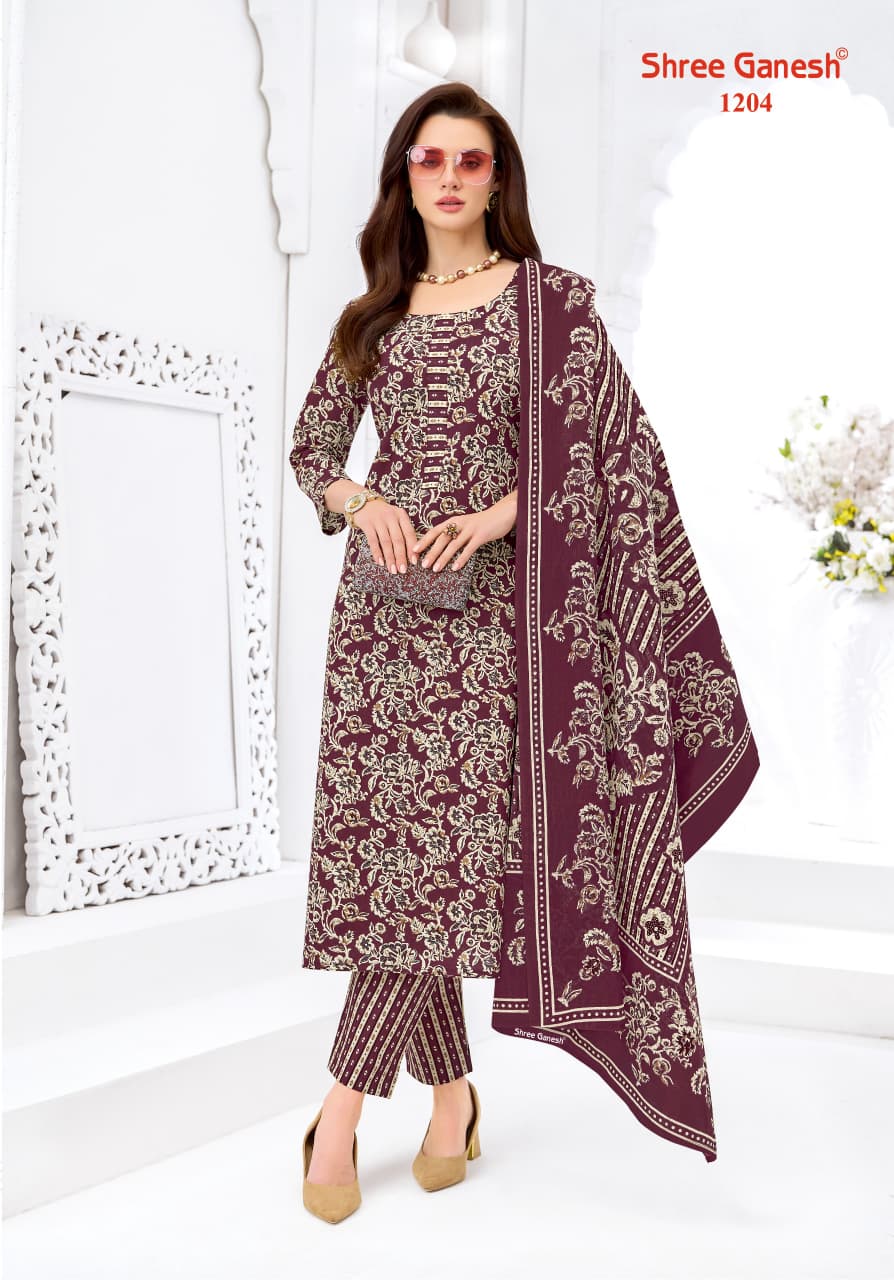 Shree Ganesh Samaiyra Ajrak Vol 1 Readymade Cotton Prined Kurti Pant With Dupatta