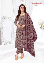 Shree Ganesh Samaiyra Ajrak Vol 1 Readymade Cotton Prined Kurti Pant With Dupatta
