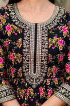 St D No 51 Crepe Silk Embroidered Kurti With Bottom Dupatta