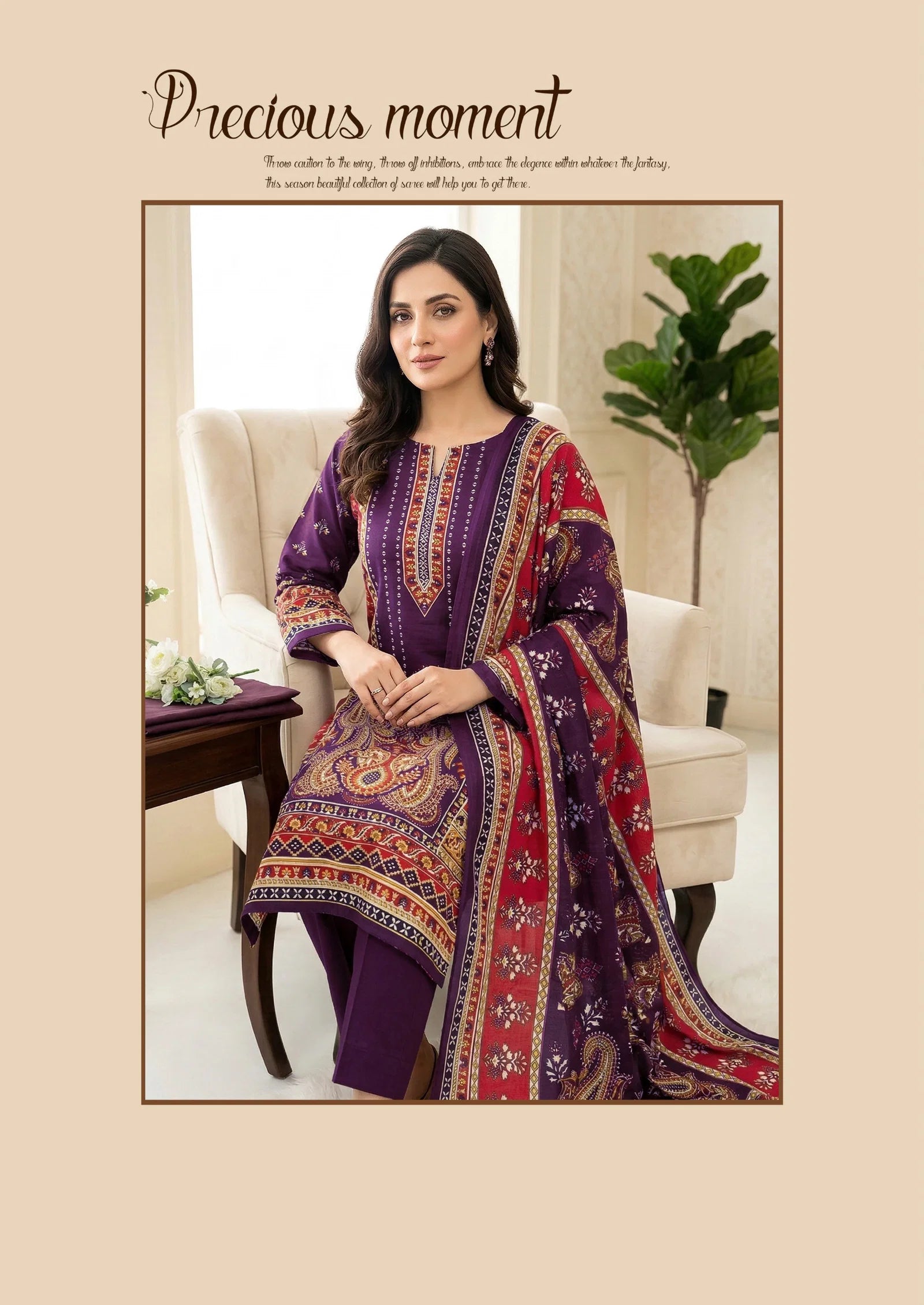 Saffron Rabiya Karachi Queen Cotton Digital Printed Dress Material Collection