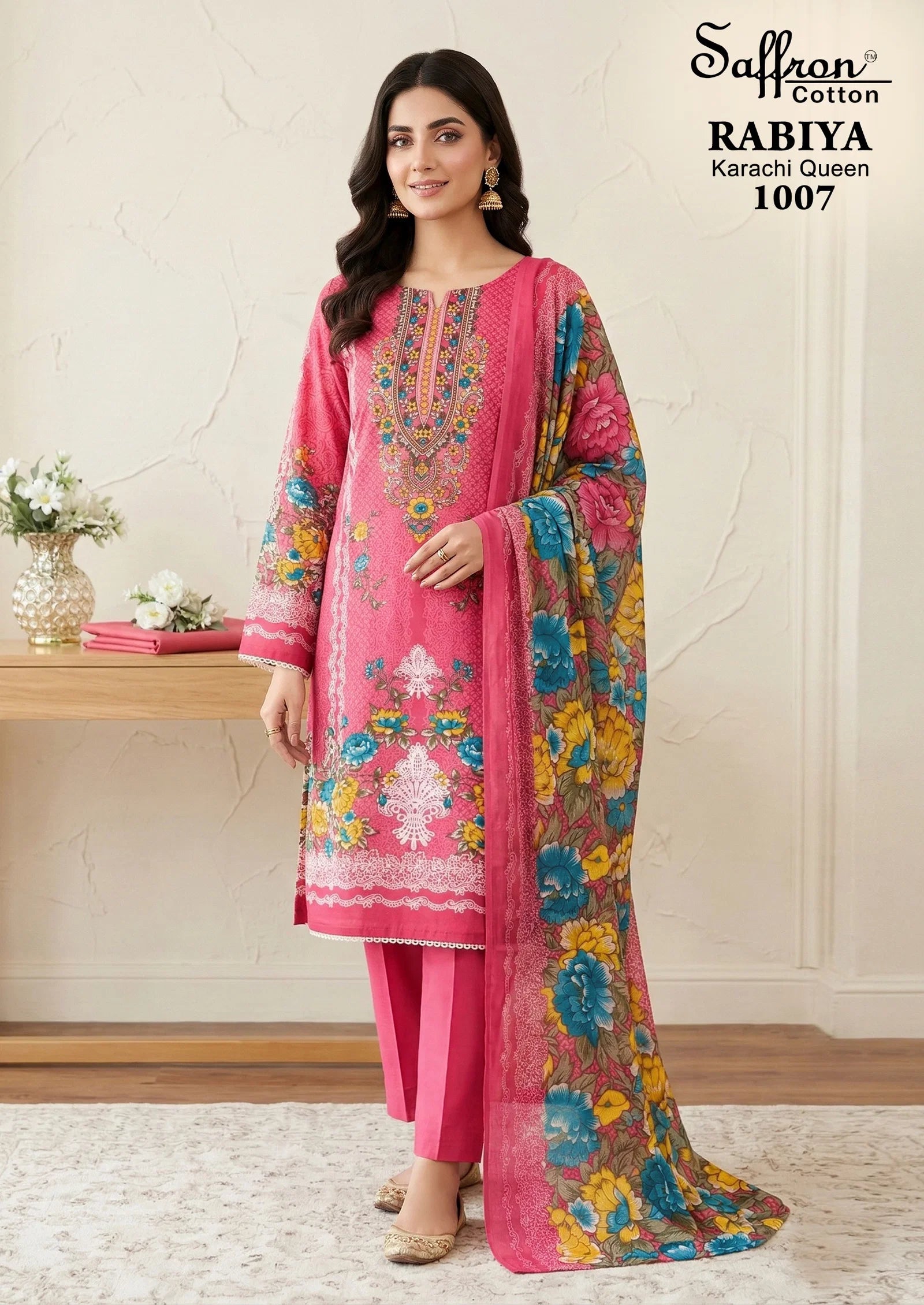 Saffron Rabiya Karachi Queen Cotton Digital Printed Dress Material Collection