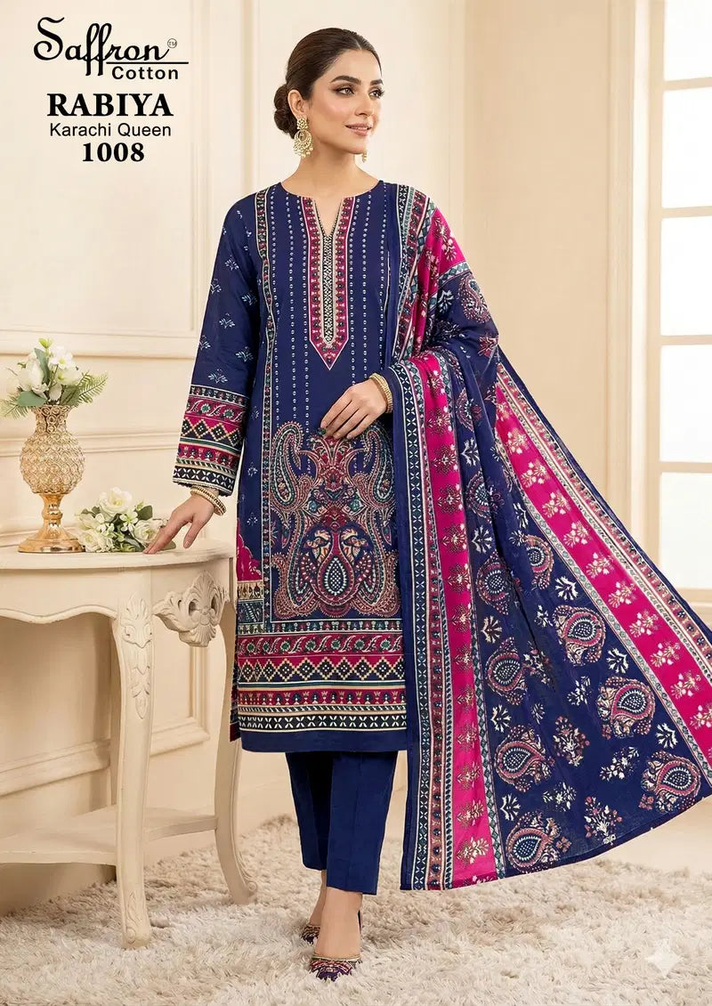 Saffron Rabiya Karachi Queen Cotton Digital Printed Dress Material Collection
