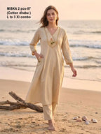 De Miska Cotton Dhabu Embroidered Fancy Kurti With Bottom Collection
